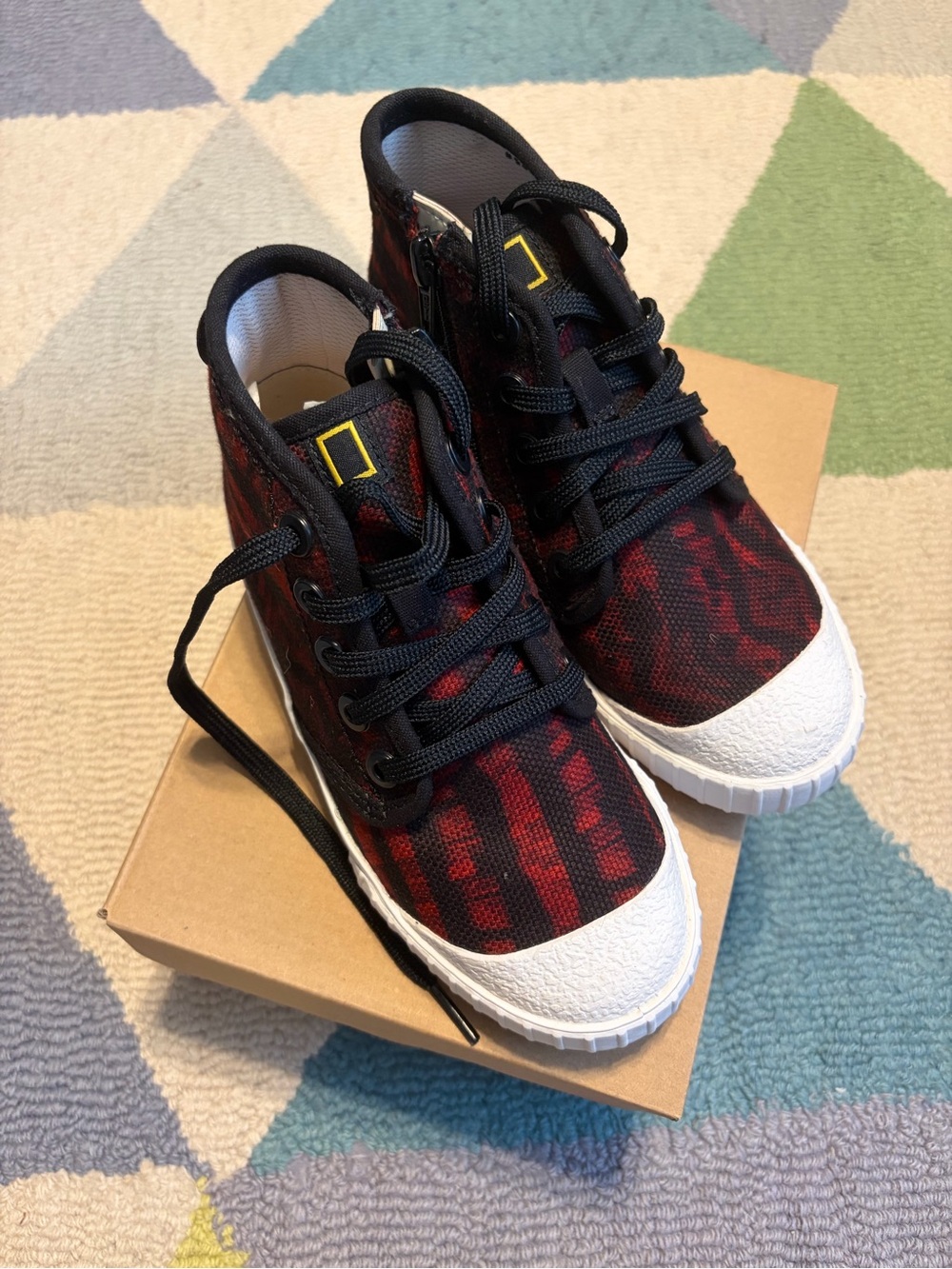 Clarks Kids High-Top Sneakers in Black and Red